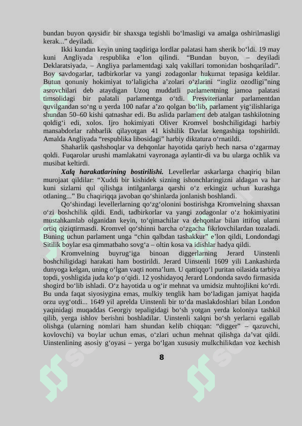 ANGLIYADA KAPITALIZMNING G’ALABA QILISHI VA INGLIZ BURJUA INQILOBI 8