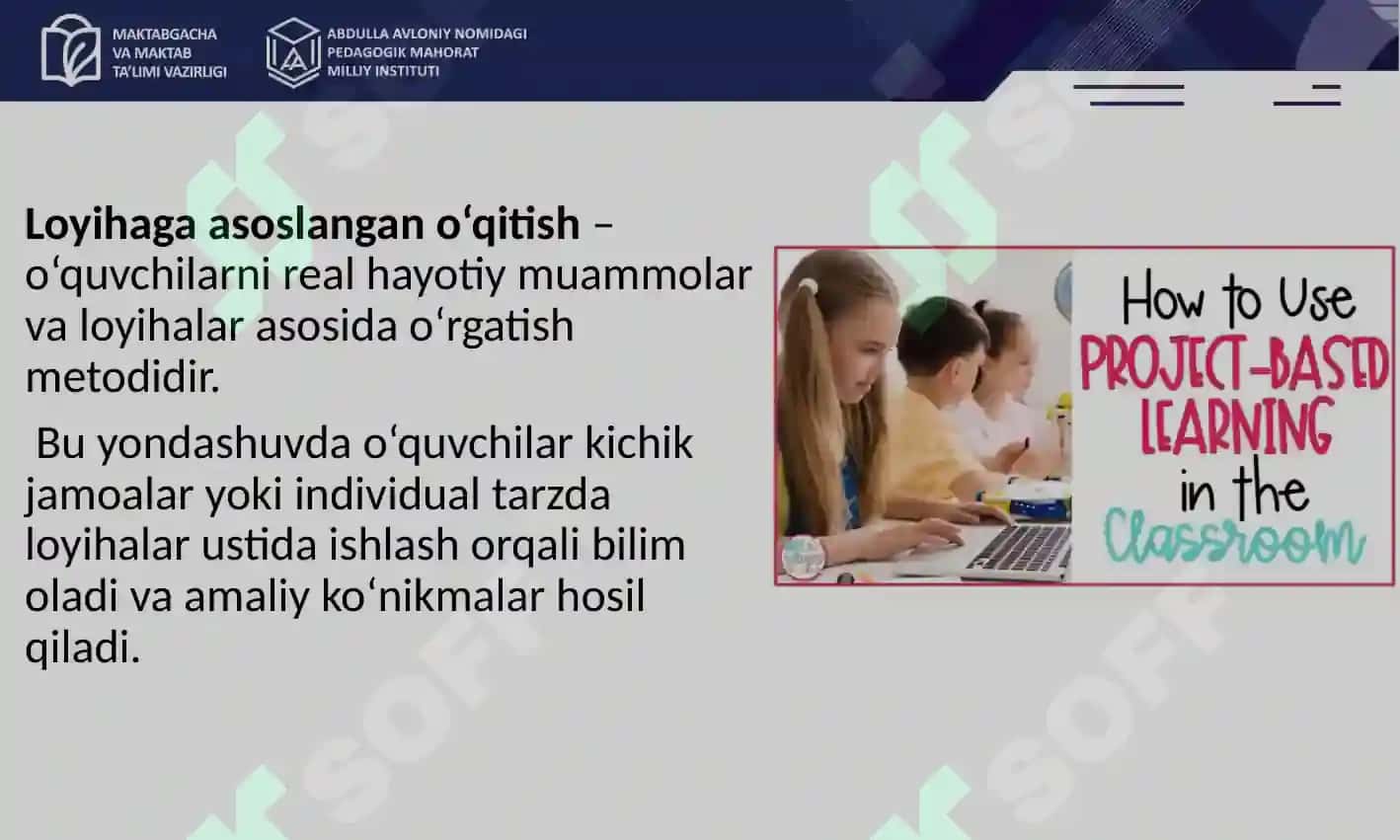 O`qitishda loyihaga va muammoga asoslangan 5