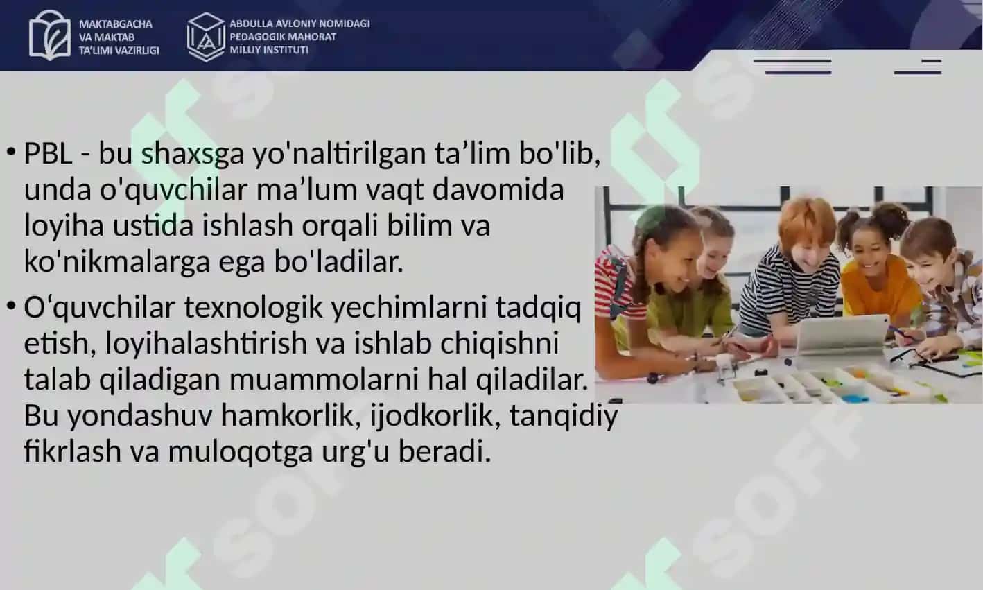 O`qitishda loyihaga va muammoga asoslangan 7