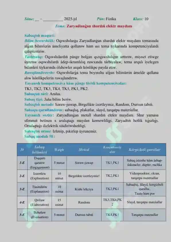 Zaryadlanǵan shardıń elektr maydanı_5E 2