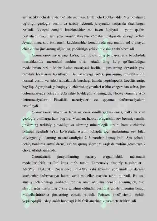 Konlarni ochiq usulda qazib olishdagi geomexanik jarayonlarni o‘rganish 4