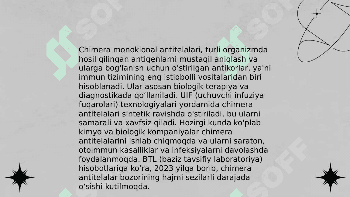 Monoklonal antitelalar, ularning olinishi, tiplari va amaliyotda  qo‘llanilishi. 8