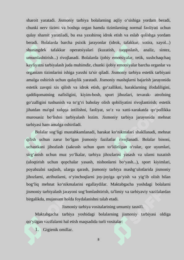 Bolalar jismoniy tarbiyasining vositalari va vazifalari 8
