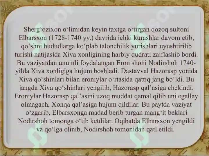 Xiva xonligida yer – suv munosabatlarining umumiy holati va dehqonchilik 8