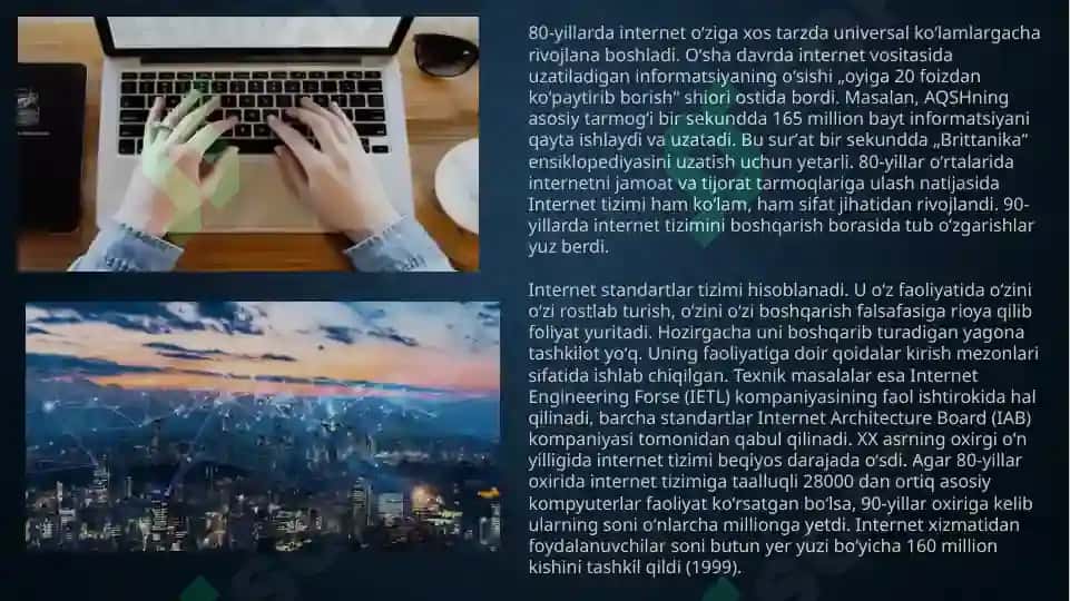 INTERNET VA BUTUNJAHON INTERNET TARMOG’INING IXTIROSI 4