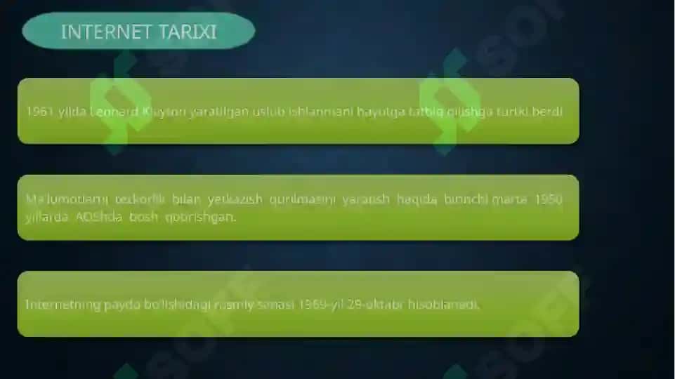 INTERNET VA BUTUNJAHON INTERNET TARMOG’INING IXTIROSI 5