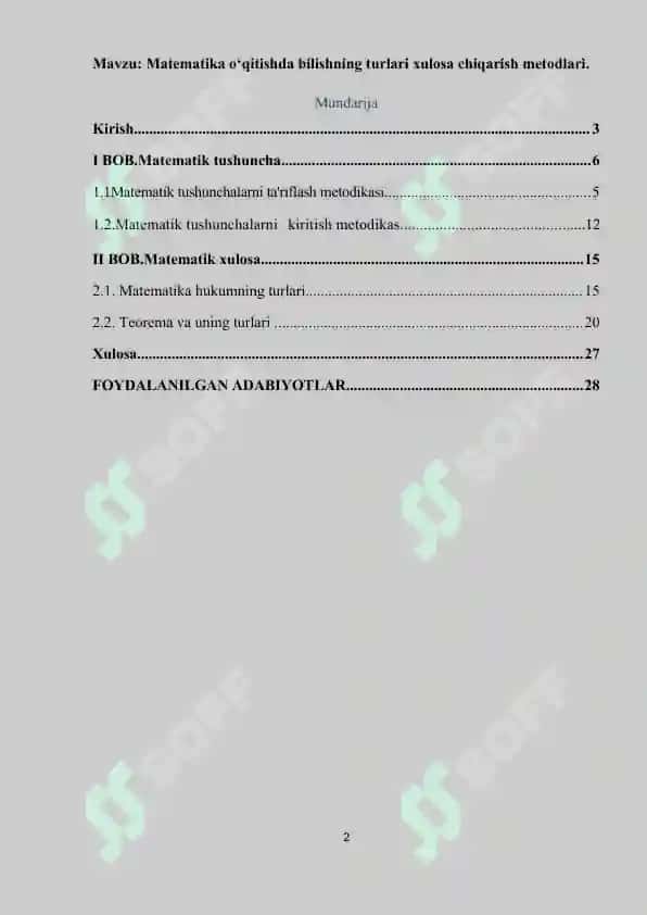 Matematika o‘qitishda bilishning turlari xulosa chiqarish metodlari 2