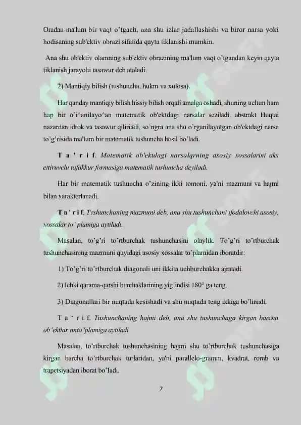 Matematika o‘qitishda bilishning turlari xulosa chiqarish metodlari 7