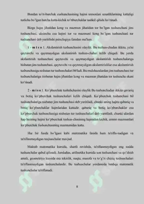 Matematika o‘qitishda bilishning turlari xulosa chiqarish metodlari 8