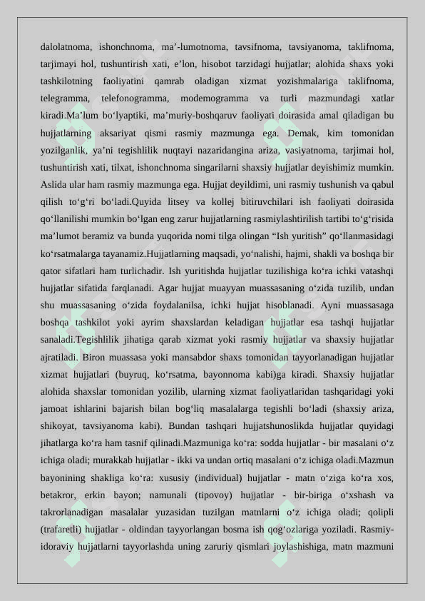 Ish Hujjatlari va ularga qo'yiladigan asosiy talablar 4