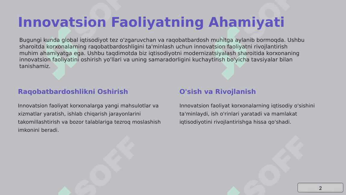 Iqtisodiyotni Modernizatsiyalash Sharoitida Korxonaning Innovatsion Faoliyatini Oshirish 2
