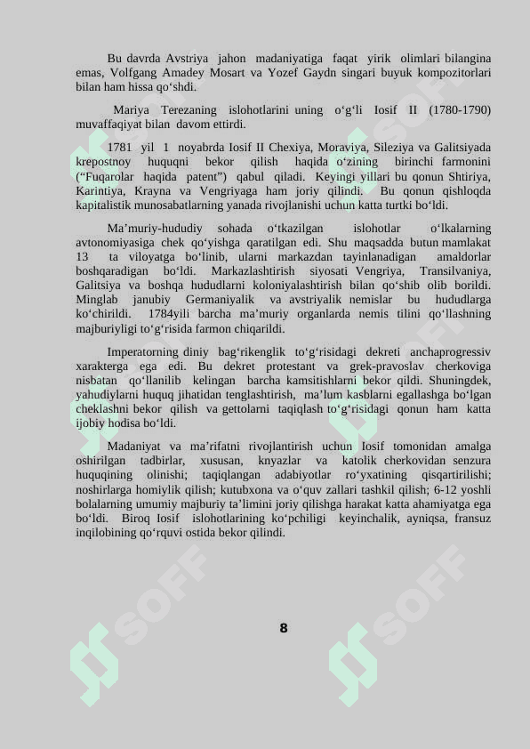 XVIII ASR OXIRIDAN  ХIХ ASR 60-YILLARIDA AVSTRIYA IMPERIYASI 8