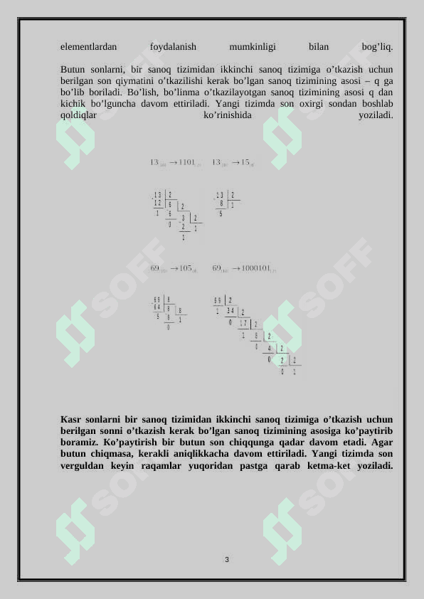 Ikkilik sanoq tizimida bajariladigan arifmetik va mantiqiy amallar 3