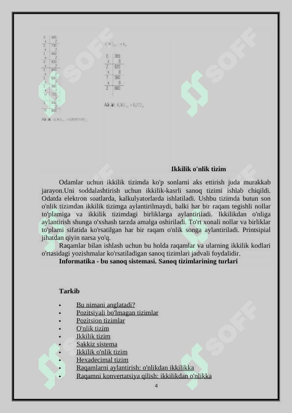 Ikkilik sanoq tizimida bajariladigan arifmetik va mantiqiy amallar 4