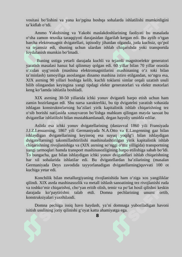 YANGI TARIXNING IKKINCHI DAVRIDA EVROPA VA AMERIKA MAMLAKATLARINING MADANIYATI. FAN VA TEXNIKA YUTUQLARI 8