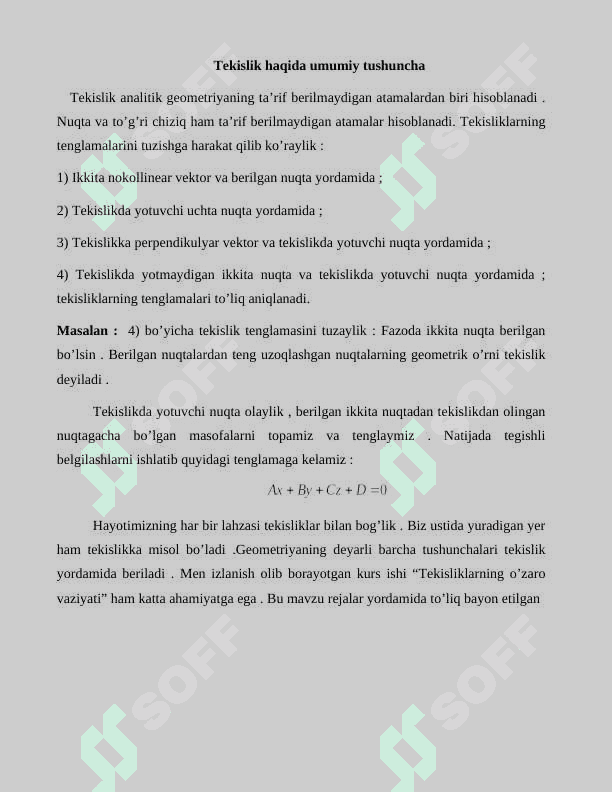 Tekislik va uning tadbiqlari 4