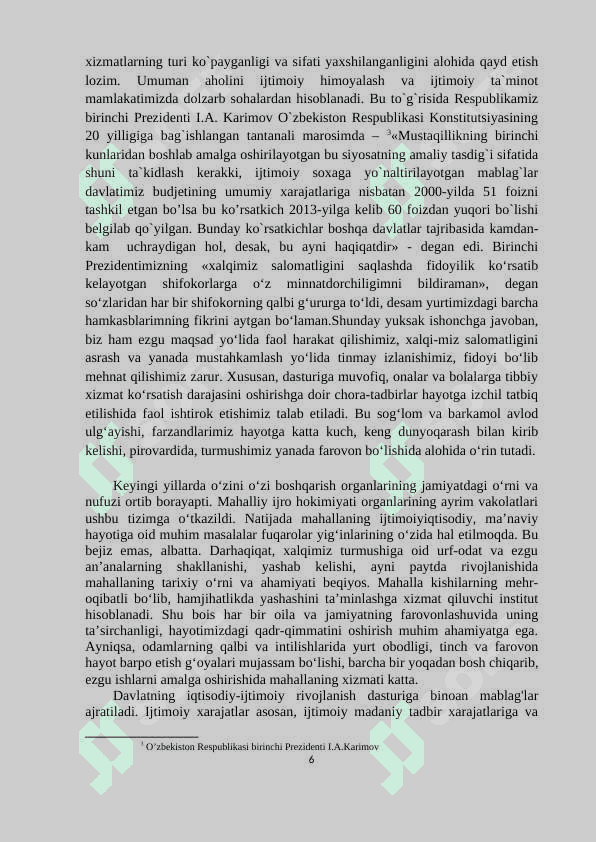 IJTIMOIY MADANIY SOHALARNI MOLIYALASHTIRISHDA BYUDJETNING  O’RNI VA  AHAMIYATI. 6