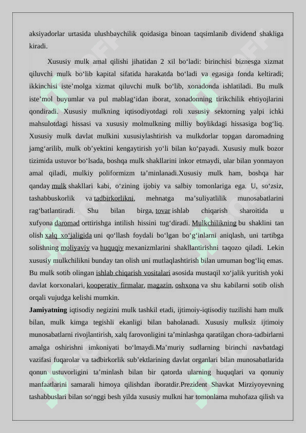 Xususiy mulkning daxlsizligi hamda davlat tomonidan muhofaza qilinishi 4