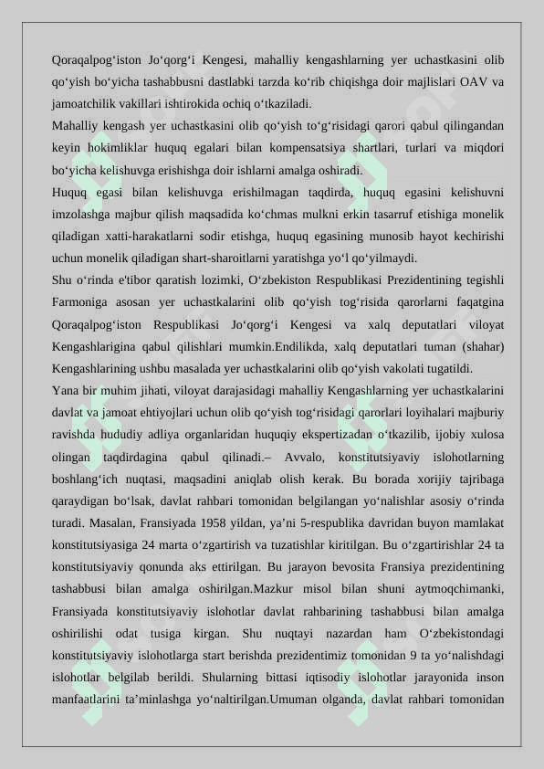 Xususiy mulkning daxlsizligi hamda davlat tomonidan muhofaza qilinishi 8