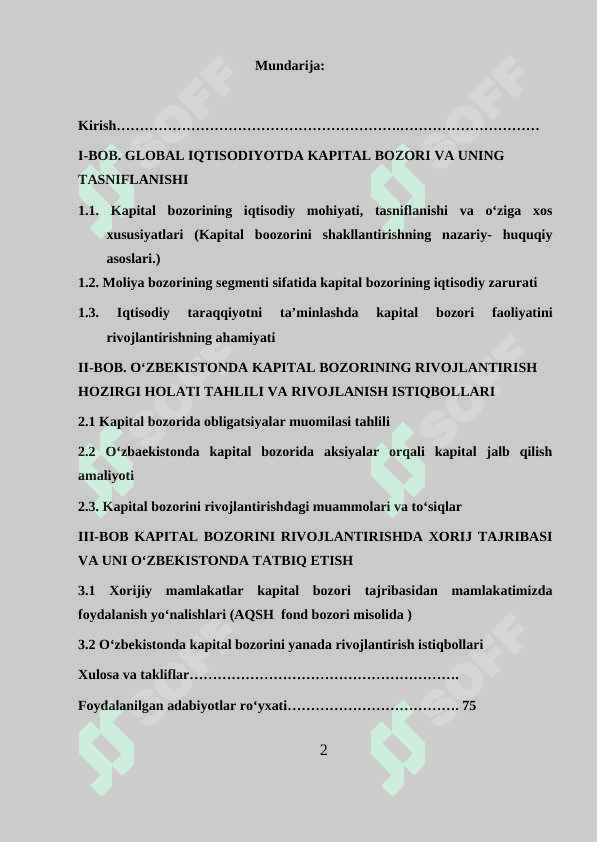 Xorijiy mamlakatlar tajribasi asosida O‘zbekistonda kapital bozorini rivojlantirish 2