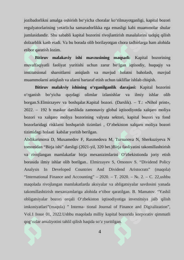Xorijiy mamlakatlar tajribasi asosida O‘zbekistonda kapital bozorini rivojlantirish 4