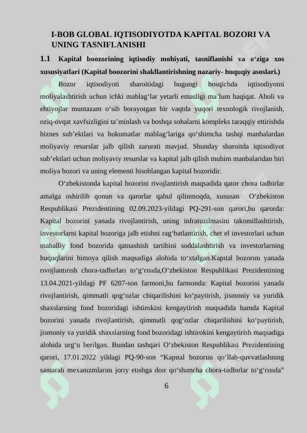 Xorijiy mamlakatlar tajribasi asosida O‘zbekistonda kapital bozorini rivojlantirish 6