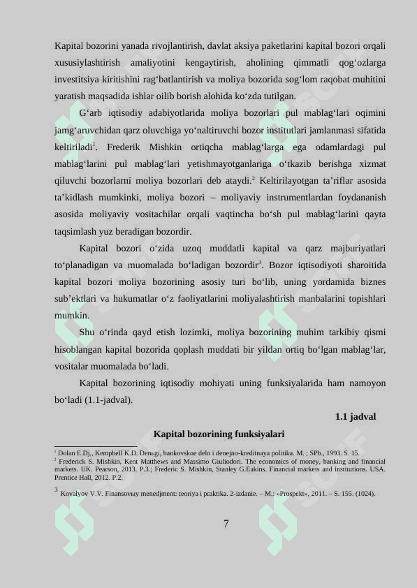 Xorijiy mamlakatlar tajribasi asosida O‘zbekistonda kapital bozorini rivojlantirish 7