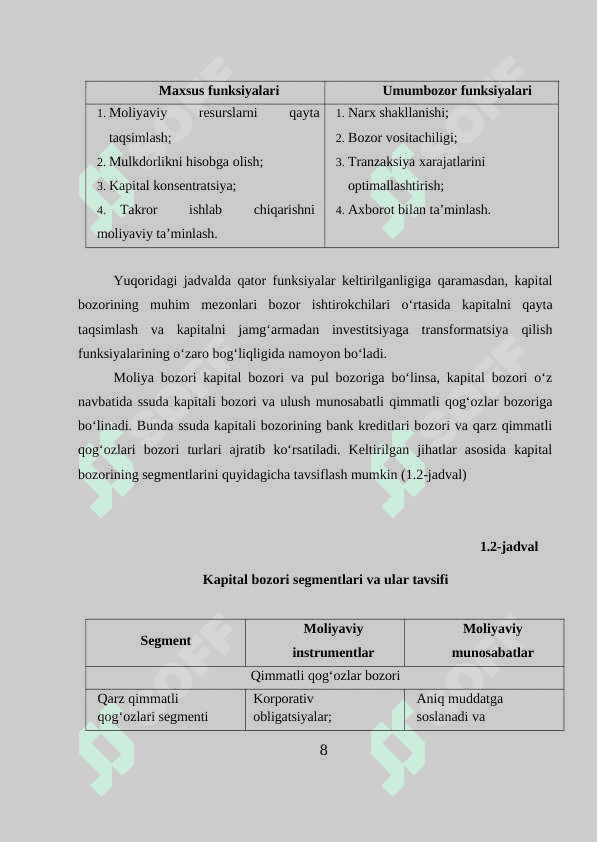 Xorijiy mamlakatlar tajribasi asosida O‘zbekistonda kapital bozorini rivojlantirish 8