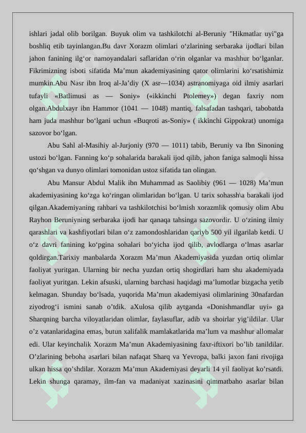 Abu-l-xayr ibn Hammor (tug‘. 942)ning Dorul hikma va ma’orifdagi ilmiy faoliyati 5