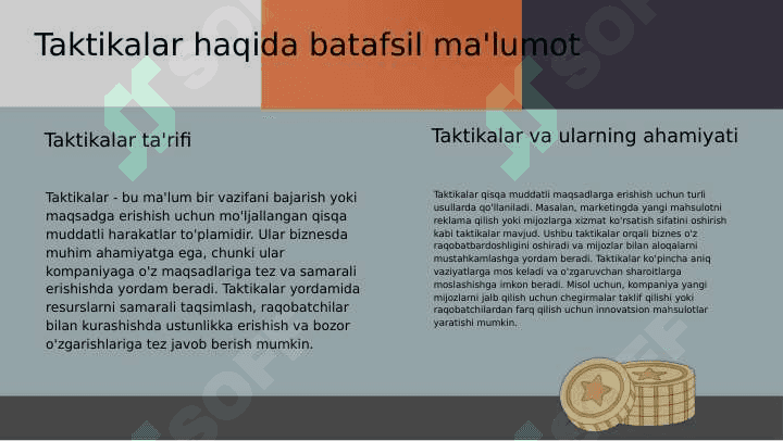 Biznes taktikasi va strategiyasi. 4