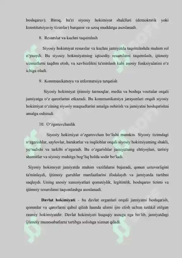 Siyosiy xokimiyat va davlat xokimiyati 8