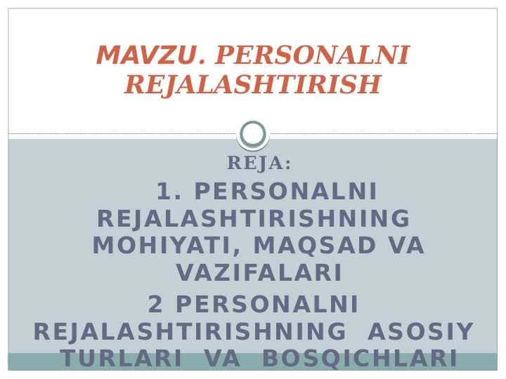 PERSONALNI REJALASHTIRISH pptx