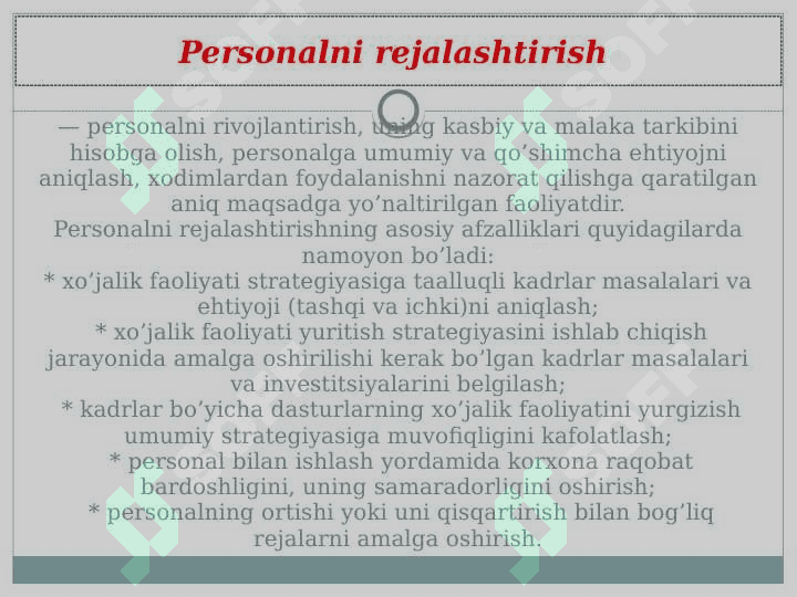 PERSONALNI REJALASHTIRISH pptx 2