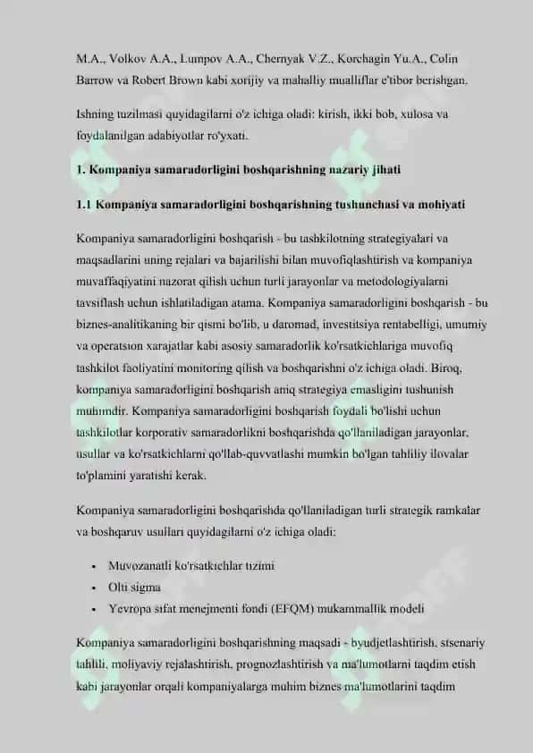 Kompaniya samaradorligini boshqarish 5
