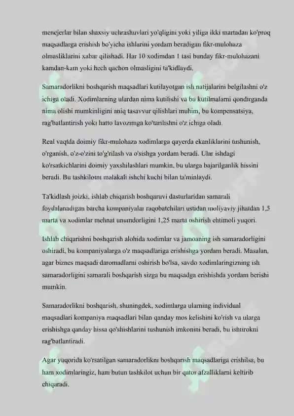 Kompaniya samaradorligini boshqarish 8