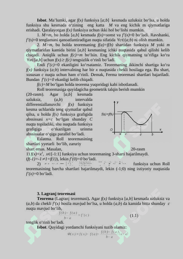 Differensial hisobning asosiy teoremalari va  tatbiqlari 3