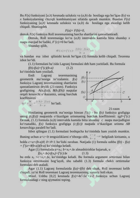 Differensial hisobning asosiy teoremalari va  tatbiqlari 4