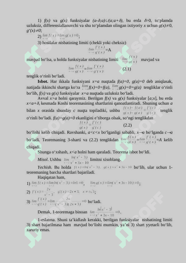 Differensial hisobning asosiy teoremalari va  tatbiqlari 7