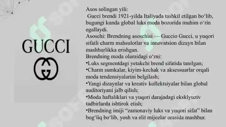Nike, Adidas, Gucci va Louis Vuitton  mashhur brendlarning rivojlanish evolutsiyasi va solishtirma tahlili  “Mashhur brendlar: Nike, Adidas, Gucci, Louis Vuitton tahlili”  “Nike, Adidas, Gucci va Louis Vuitton rivojlanishi”  “Brendlar evolyutsiyasi: Nike, Adidas, Gucci, Louis Vuitton”  “Nike & Adidas vs Gucci & Louis Vuitton: Solishtirma tahlil” 6