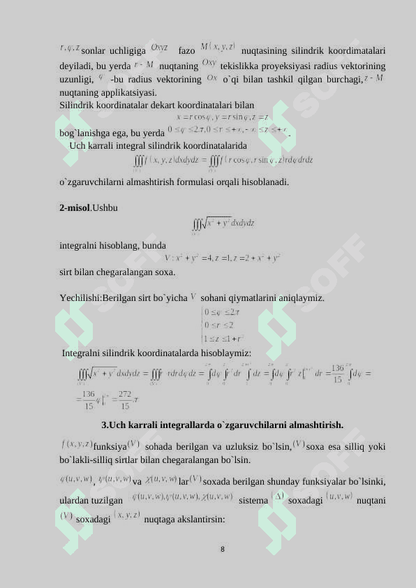 Uch karrali integrallar 8