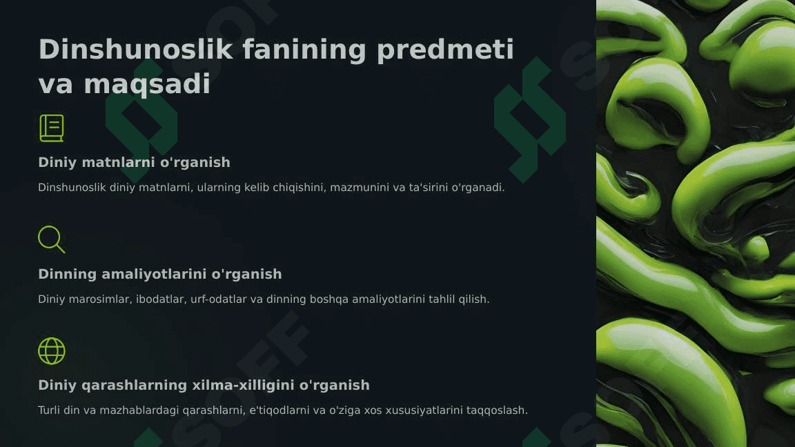 Dinshunoslik fanining vazifalari 3