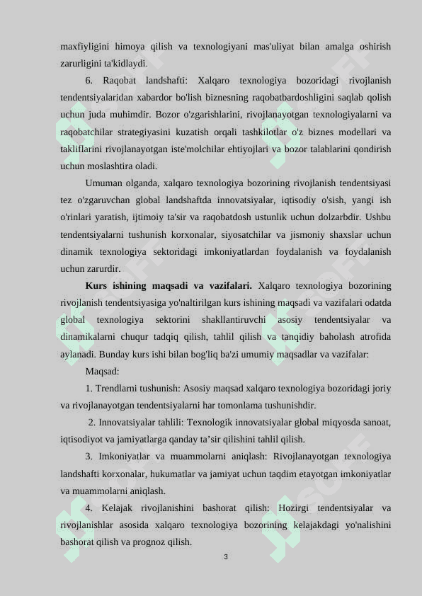 Xalqaro texnologiya bozorining rivojlanish tendensiyasi 3