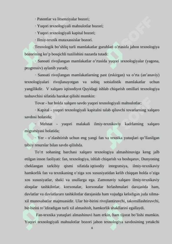 Xalqaro texnologiya bozorining rivojlanish tendensiyasi 6