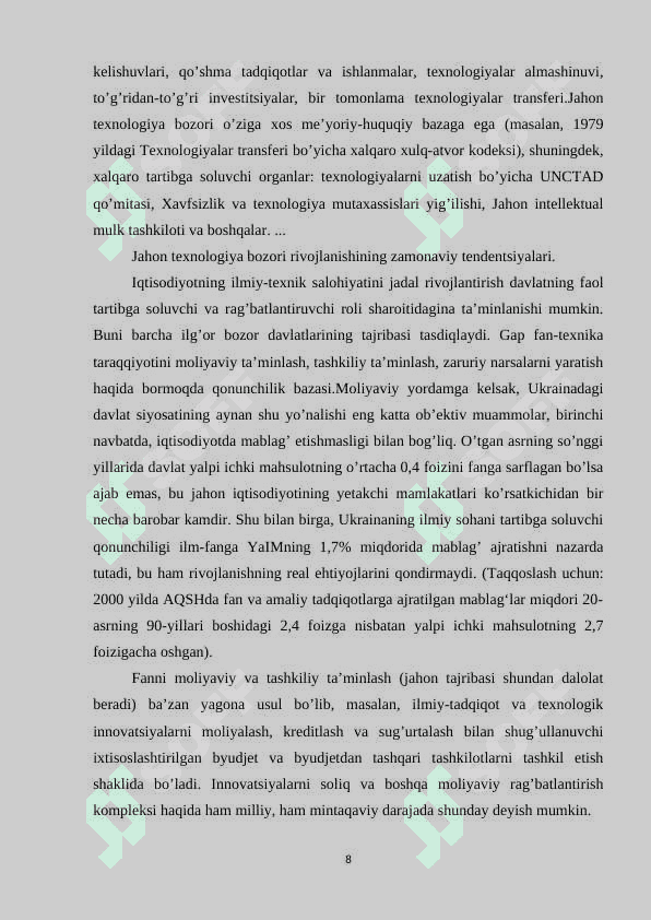 Xalqaro texnologiya bozorining rivojlanish tendensiyasi 8