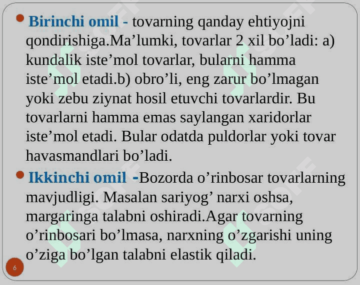 Talab va taklif elastikligi 6