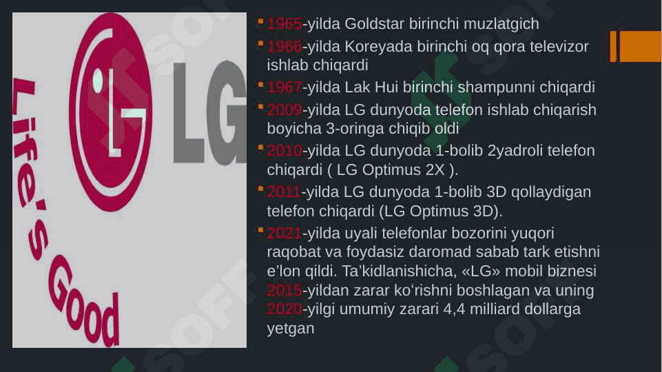 LG kompaniyasi tarixi va bozorga kirib borish pptx 5