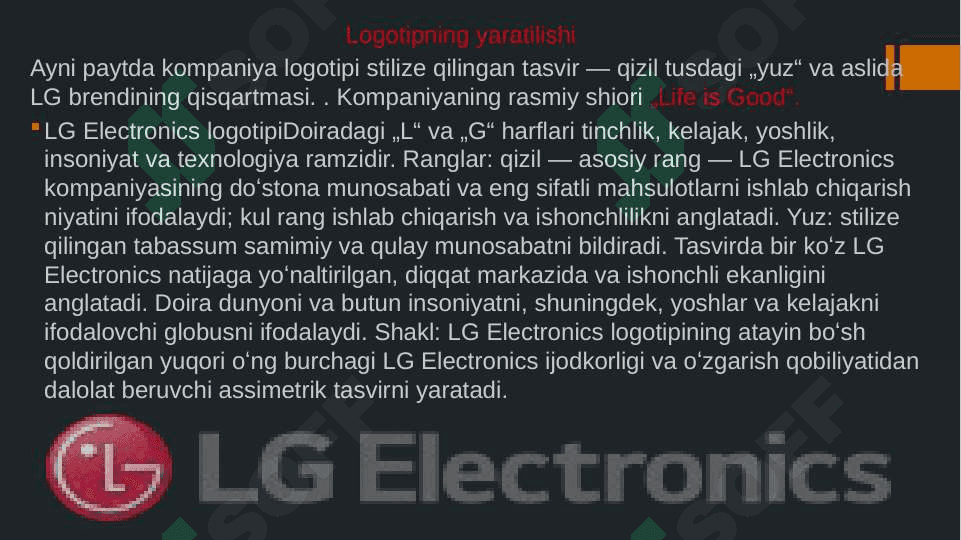 LG kompaniyasi tarixi va bozorga kirib borish pptx 6