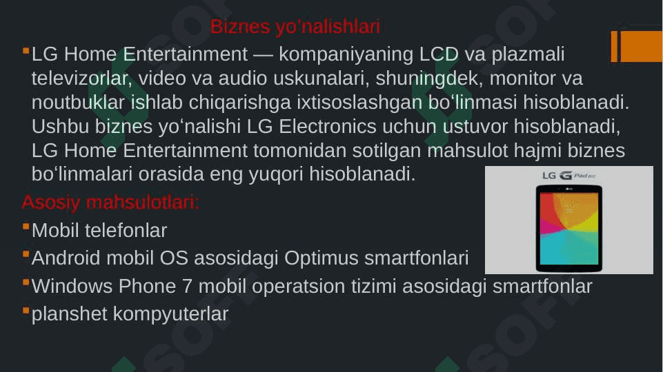 LG kompaniyasi tarixi va bozorga kirib borish pptx 7