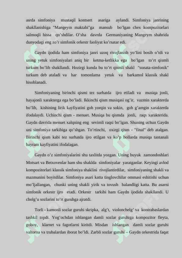 Yozef  Gaydn. Simfoniya janrining shakillanishi. 8