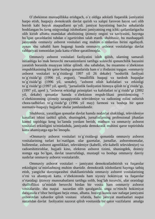 OMMAVIY AXBOROT VOSITALARI FAOLIYATINING HUQUQIY ASASLARI 2